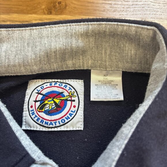 80's Vintage Polo Knit Pullover Shirt Mens XLT Navy Grandpacore Indie Sleeze - Picture 4 of 8